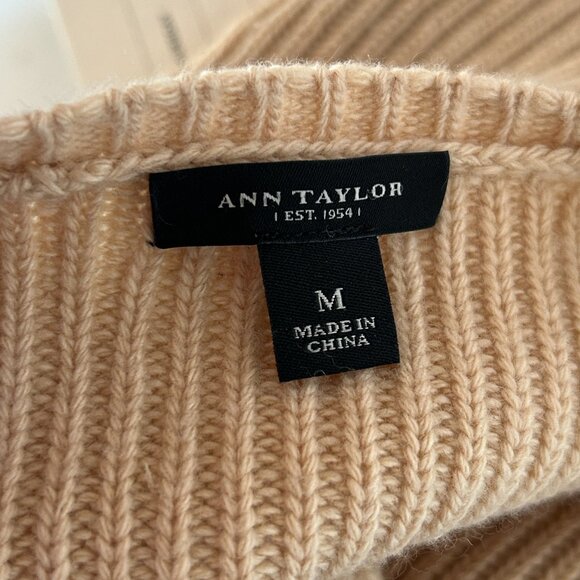 Wool Cashmere Ribbed Knit Cardigan Sweater Quiet Luxury Minimalist Ann Taylor, M - Picture 4 of 15